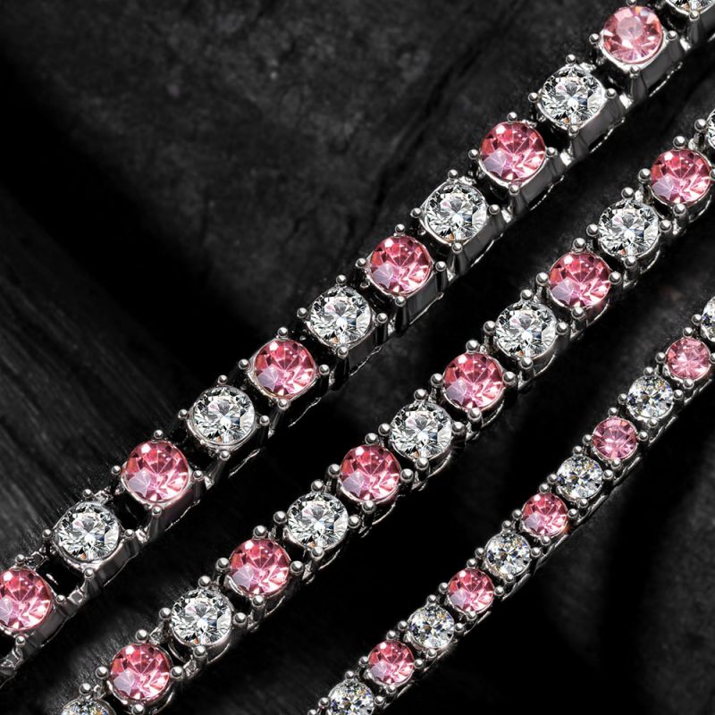 18" Pink Diamond Tennis Necklace