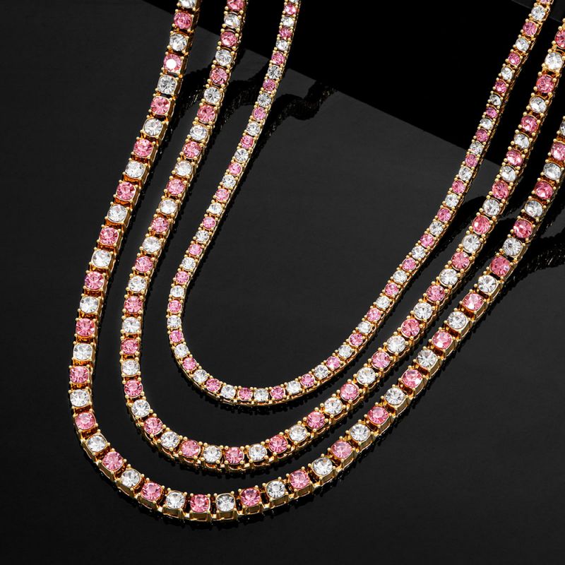 18" Pink Diamond Tennis Necklace