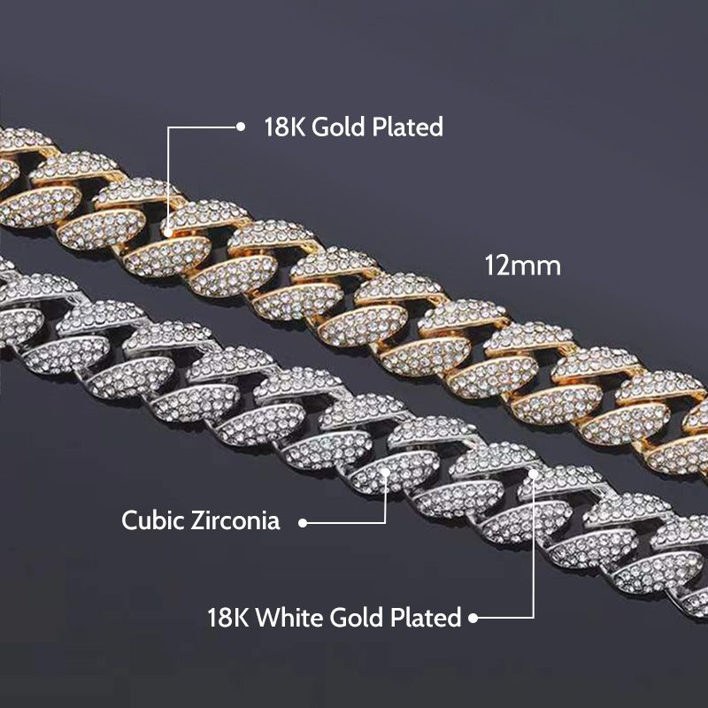 12mm Diamond Micro Paved Cuban Bracelet