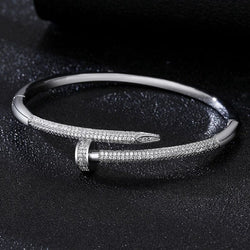 Silver Micro Pave Nail Bangle