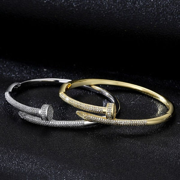 Silver Micro Pave Nail Bangle